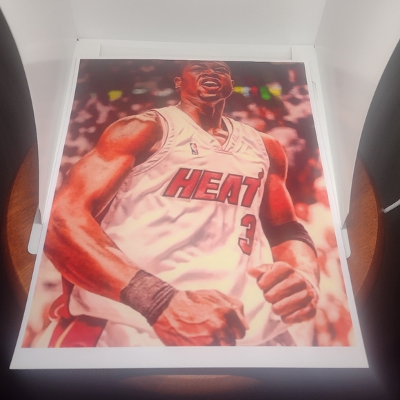 DWYANE WADE OLD SCHOOL HEAT🔥ULTRA GLOSSY COLOR ART 8.5x11 BASKETBALL🏀POSTER!🤩 - Picture 1 of 7
